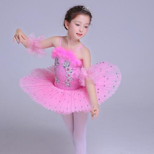 Kids ballet dresses swan lake competition stage performance tutu skirts show dancing outfts  costumes